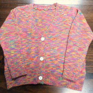 Tie Dye Button Down Knit Cardigan V Neck Long Sleeve Sweater Medium New